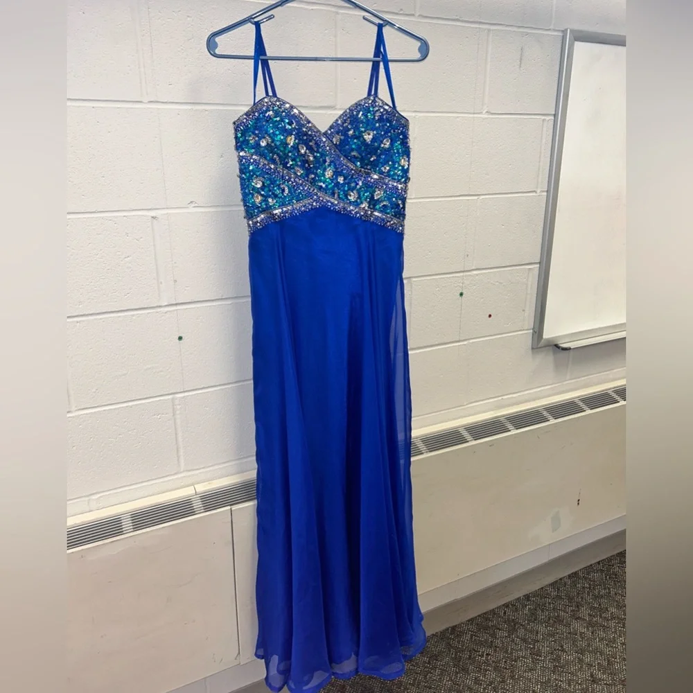 Scala sapphire blue prom dress- size 6 - Picture 1 of 6
